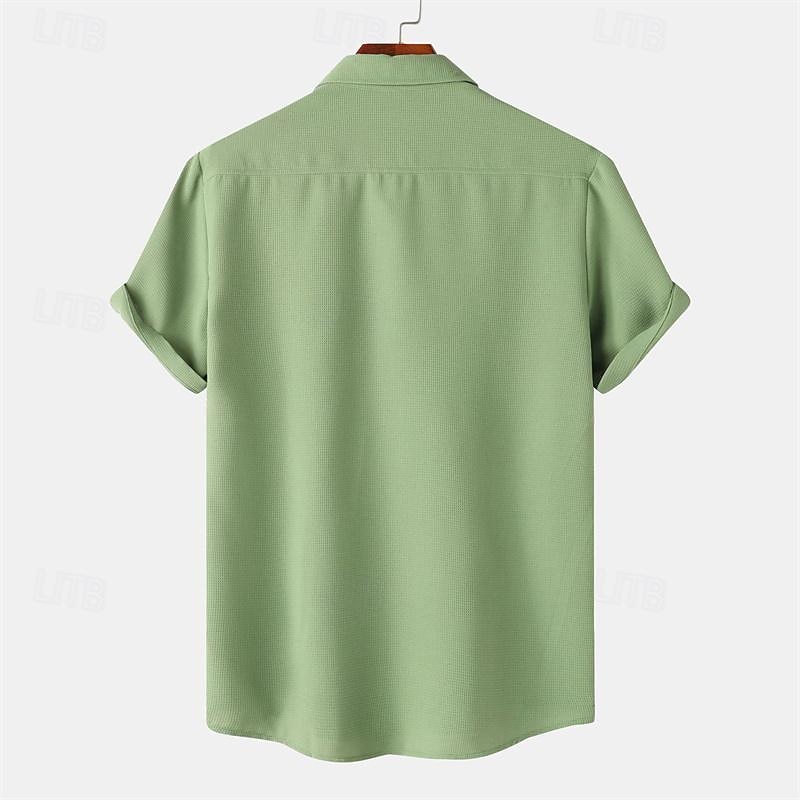 Per uomo Camicia Camicia Estiva Camicia casual Camicia da Spiaggia Camicia con Bottoni Bianco Verde chiaro Blu marino Blu Viola Manica Corta Semplice Bavero Vacanza Camicia hawaiana Tasca del 2026 a $27.99 –P12