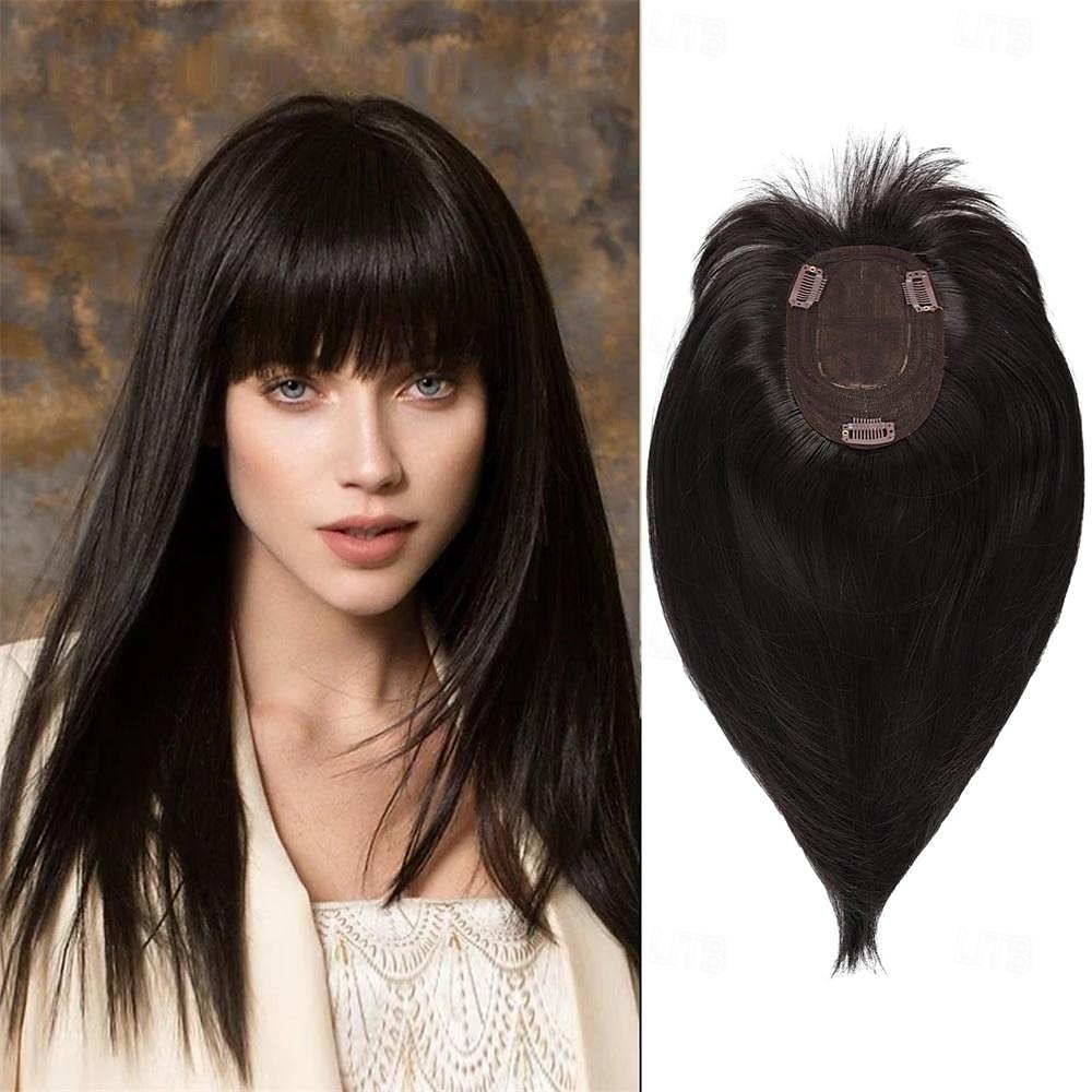 Topper de cabelo de 14 polegadas para mulheres com cabelos ralos, perucas toppers para cabelos ralos com franja, cobertura de base grande, topper de cabelo sintético, prendedores de cabelo, marrom de 2025 por $14.49 –P4