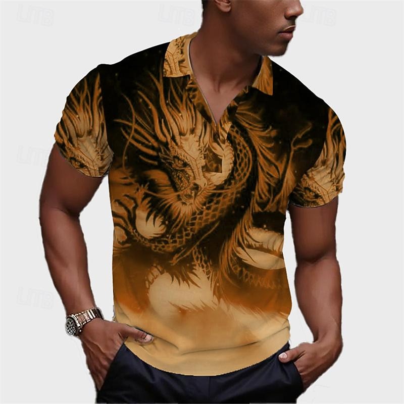 Herr Drake Pikétröjor Golftröja Kortärmad Polotröjor Skjortor med krage Ledigt Rolig Semesterkläder Festkläder Knappar 3D-utskrift Sommar Blå Kaki 2026 - $23.99 –P5