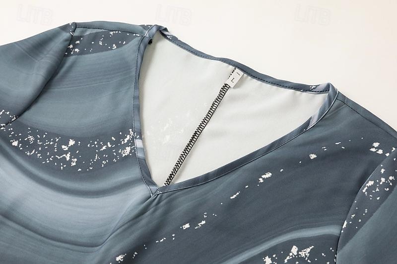 Dames Halflange jurk Casual jurk Chiffon jurk Swingjurk A lijn jurk Streetwear A-lijn Vakantie Straat Feestdagen Normale pasvorm Ombre Marmeren afdrukken Korte mouw V-hals Grijs Zomer 2025 - $33.99 -P3