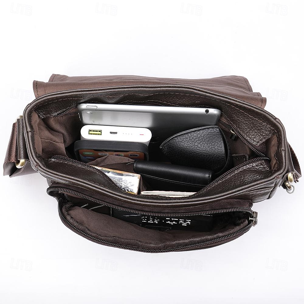 Per uomo Borsa a tracolla Borsa a tracolla Cuoio Esterno Viaggi Cerniera Regolabile Massima capacità Duraturo Tinta unica Marrone scuro Nero del 2025 a $69.99 –P7