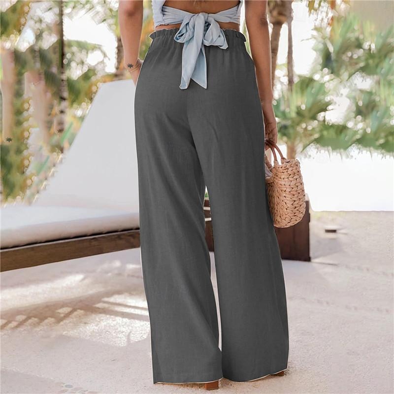 Dames Breed Been Broeken Casual / Dagelijks Lang Effen Zijzakken Elastische tailleband Ademend Comfortabel Inelastisch Uitgaan Weekend Zwart Blozend Roze Lichtgrijs Donkergrijs Lente zomer Normale 2025 - $18.99 –P9