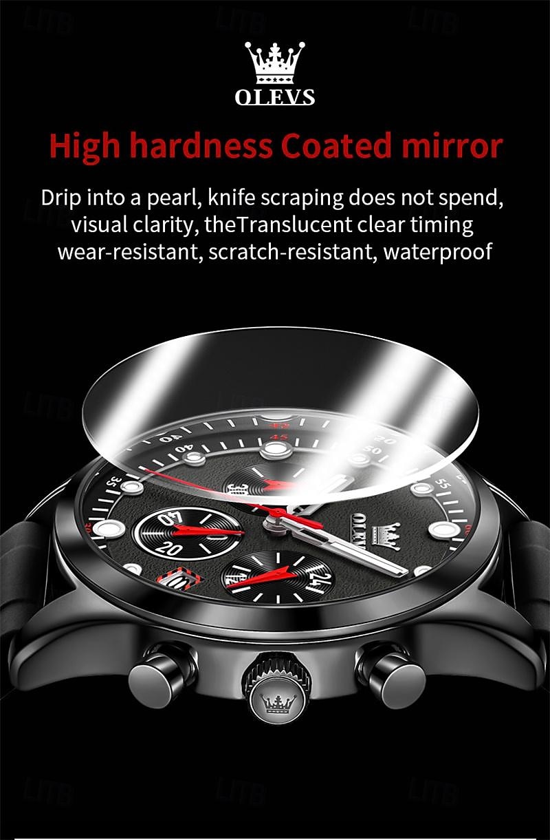 2024 Nieuwe Olevs Merk Heren Horloges Chronograaf Kalender 24-Uur Aanduiding Quartz Horloge Drie Ogen Zes Handen Waterdichte Sport Heren Polshorloge 2026 - $35.99 –P2