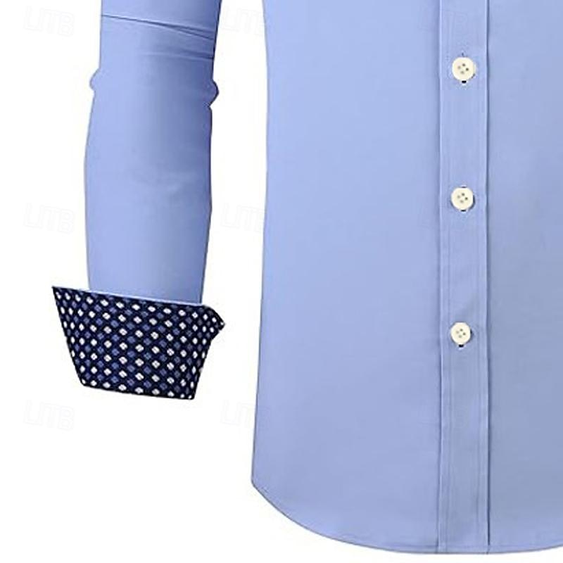 Herren Hemd Knopfhemd Lässiges Hemd Schwarz Weiß Dunkelblau Leicht Blau Langarm Farbblock Kargen Täglich Urlaub Patchwork Bekleidung Modisch Brautkleider schlicht Komfortabel 2025 - $21.99 –P5