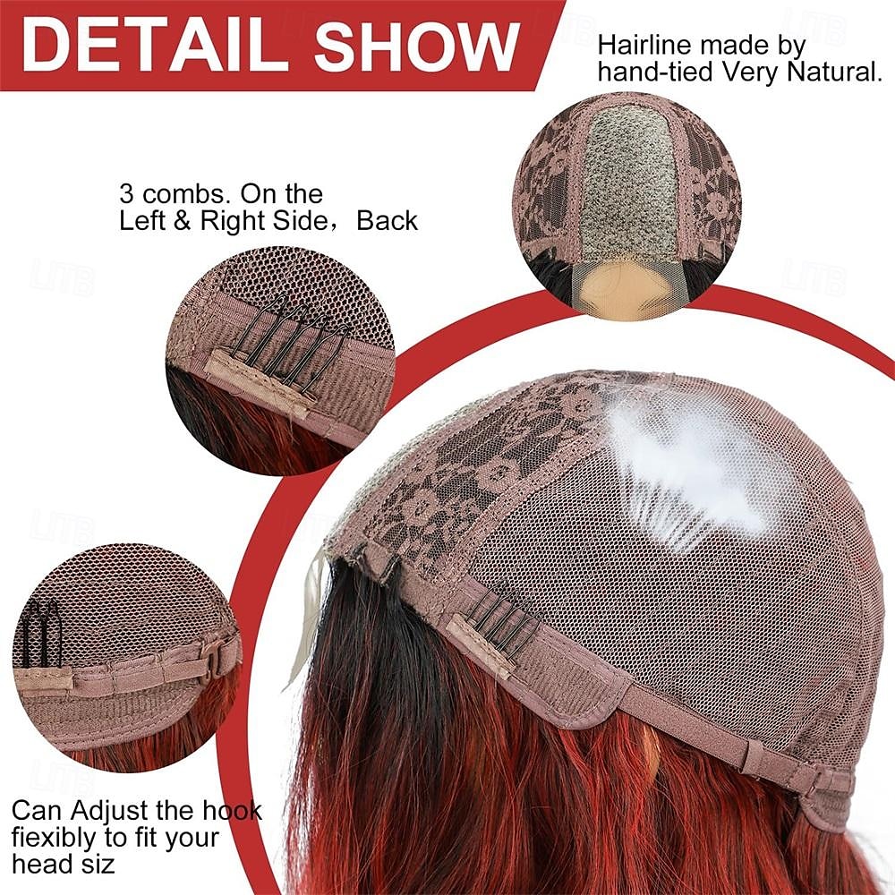 Ombre Red Wigs for Women Long Red Wig Ombre Red Wavy Wig Long Red Wavy Wig 26 Inch Heat Resistant Red Wigs for Daily Party Usee 2025 - $20.99 –P6