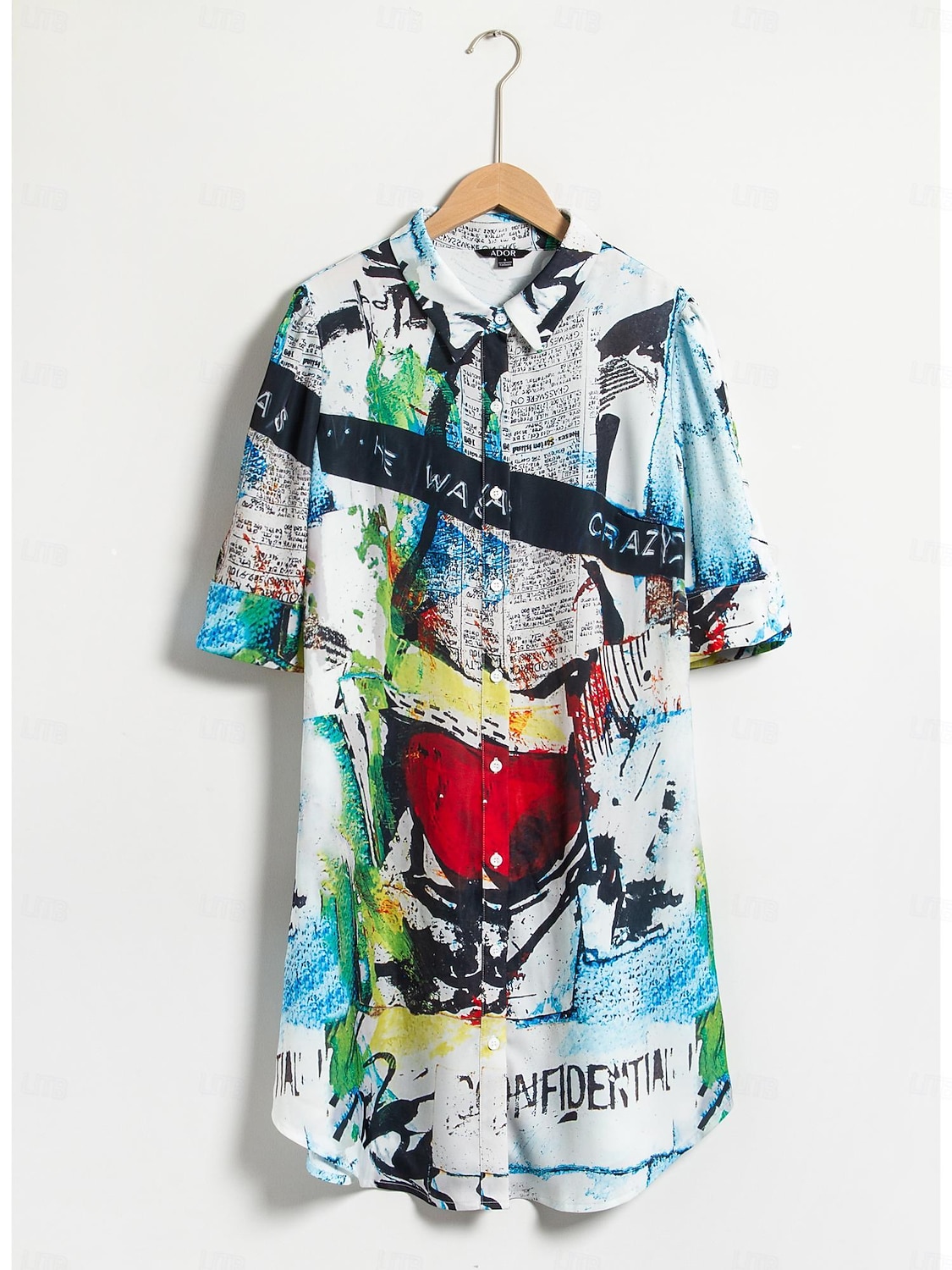 Mini-overhemdjurk met splashprint en opstaande kraag 2025 - $64.99 –P2