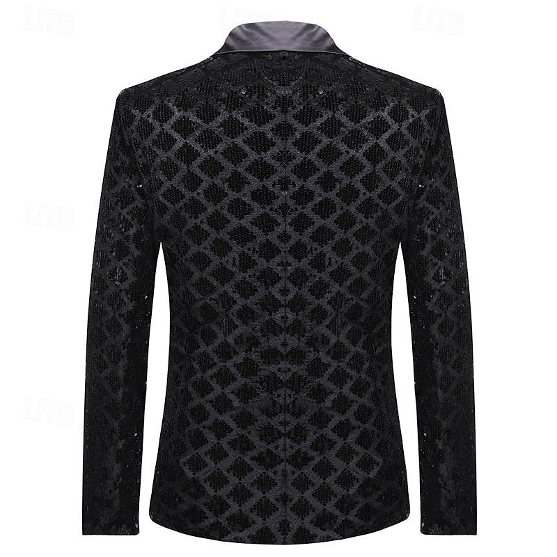 Männlich Blazer Hochzeitsfeier Party & Abend Tasche Ganzjahres Paillettenbesetzt glitzernd Hochzeit Einreihig Blazer Silber Schwarz Königliches Blau Gold 2026 - $60.99 –P8