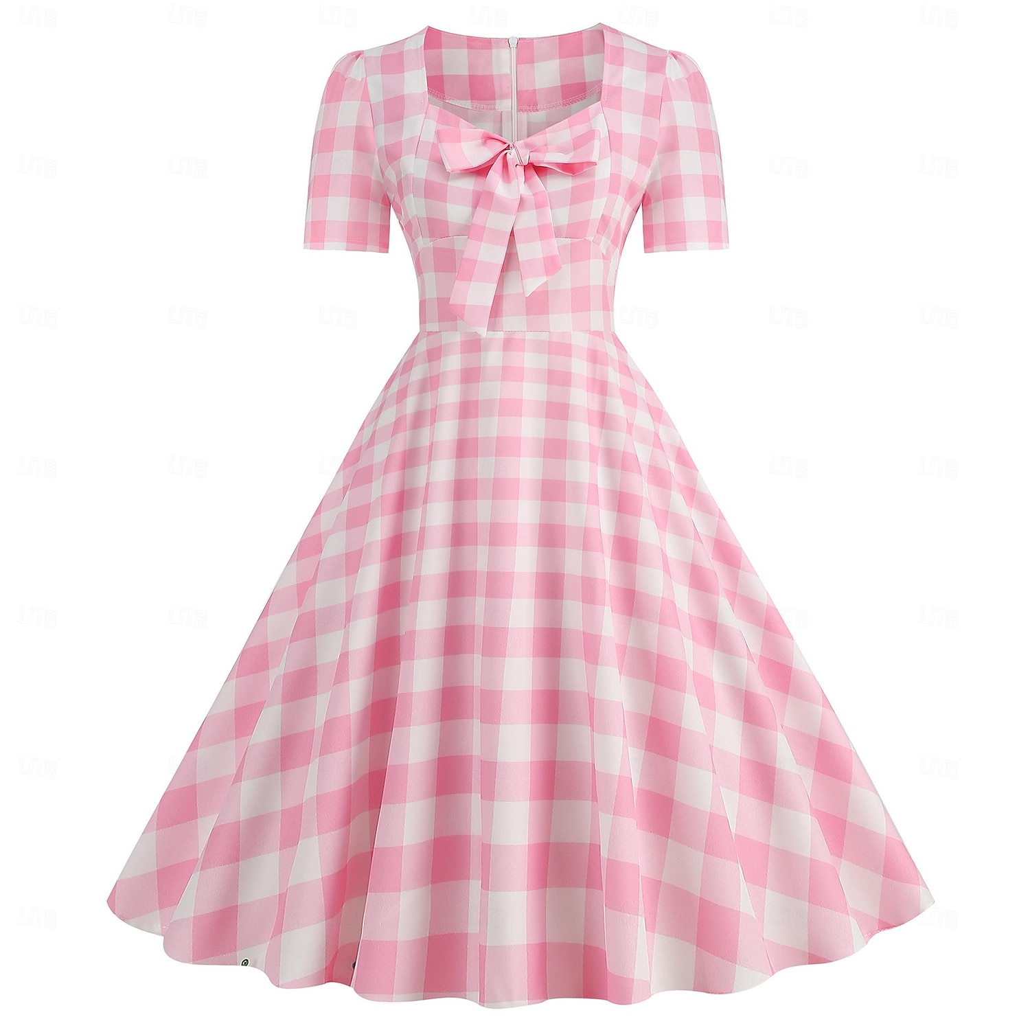 Retro 50. léta Rockabilly Ke kolenům Šaty Houpací šaty Flare šaty Kostkovaný Vzor gingham Puntíkované Dámské Karneval Plesová maškaráda Dovolená Na den Retro tematická párty Dospělí Šaty Jaro léto 2025 - $24.99 –P6