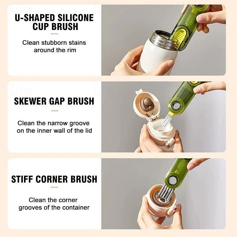 Set di spazzole per la pulizia degli spazi vuoti del coperchio della tazza 3 in 1, strumenti multifunzionali per la pulizia delle bottiglie isolanti, detergente multiuso per portabicchieri in silicone del 2025 a $8.99 –P8