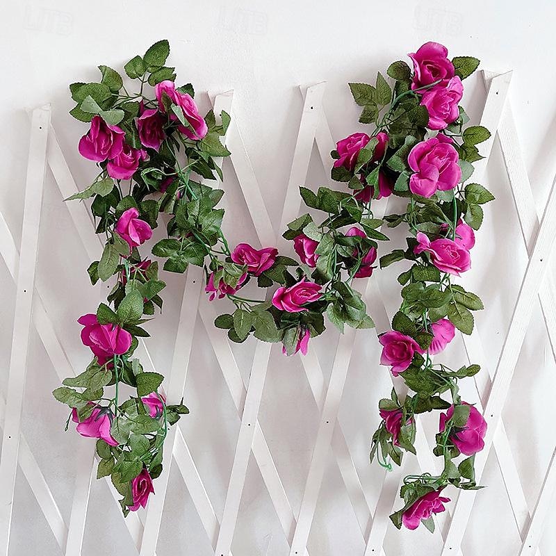 fleurs simulées fleurs artificielles fleurs en soie vigne vignes climatisation conduites d'eau arches de mariage décorations sinueuses rose vignes de 2025 ? $24.99 –P15