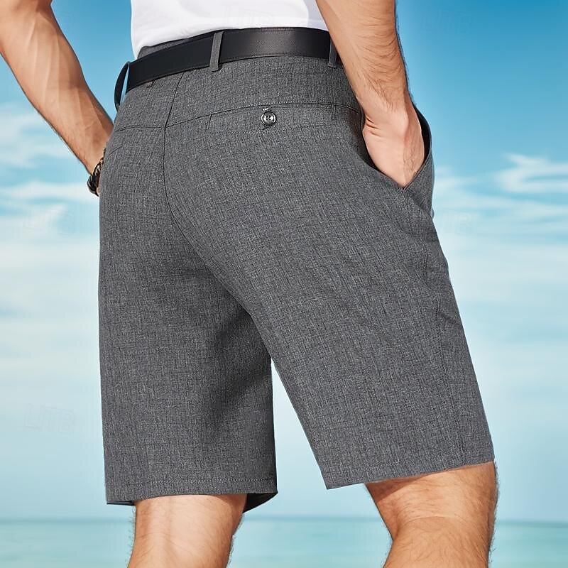 Herren Kleid-Shorts Lässige Shorts Höhenanstieg Einfarbig Atmungsaktiv Leichtgewichtig Knielänge Casual Basic Klassisch weiß grau Schwarz Hoher Taillenbund Unelastisch 2025 - $13.99 –P5