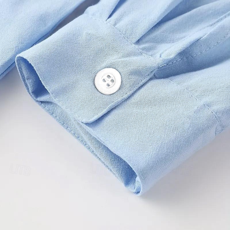 Per uomo Camicia in cotone e lino Semplice Vacanza Nero Bianco Vino Azzurro cielo Manica Lunga Bavero Abbigliamento del 2025 a $25.99 –P5