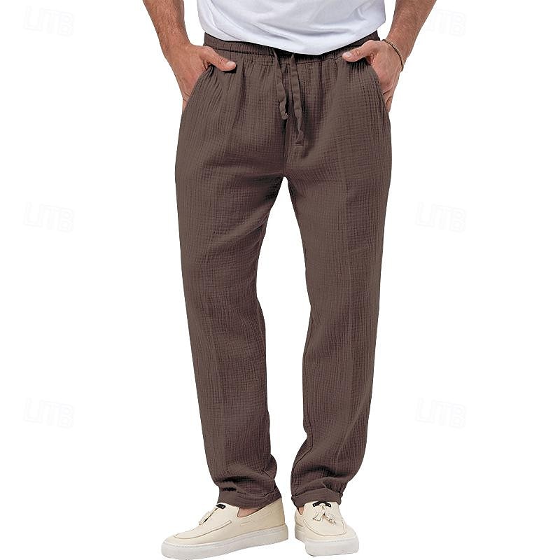 Pánské Kalhoty Plážové šortky Kalhoty pro volný čas Kalhoty Seersucker Šňůrky Elastický pas Straight-Leg Bez vzoru Pohodlné Prodyšné Denní Dovolená Streetwear Módní Na běžné nošení Černá Bílá 2025 - $20.99 –P18