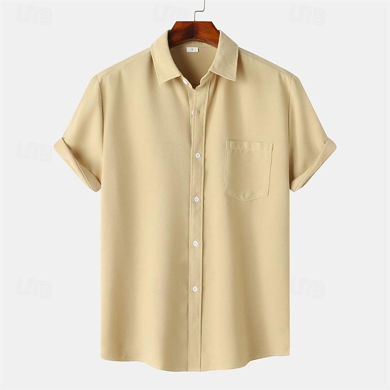 Per uomo Camicia Camicia Estiva Camicia casual Camicia da Spiaggia Camicia con Bottoni Bianco Verde chiaro Blu marino Blu Viola Manica Corta Semplice Bavero Vacanza Camicia hawaiana Tasca del 2026 a $27.99 –P5