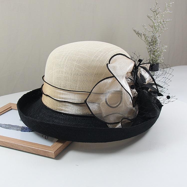 Fascinátory Klobouky Doplňky do vlasů Polyester Organza Kbelík Slamák Sluneční klobouk Ležérní Dovolená Elegantní Vinobraní S Peří Mašličky Přílba Pokrývky Hlavy 2025 - $35.99 –P6