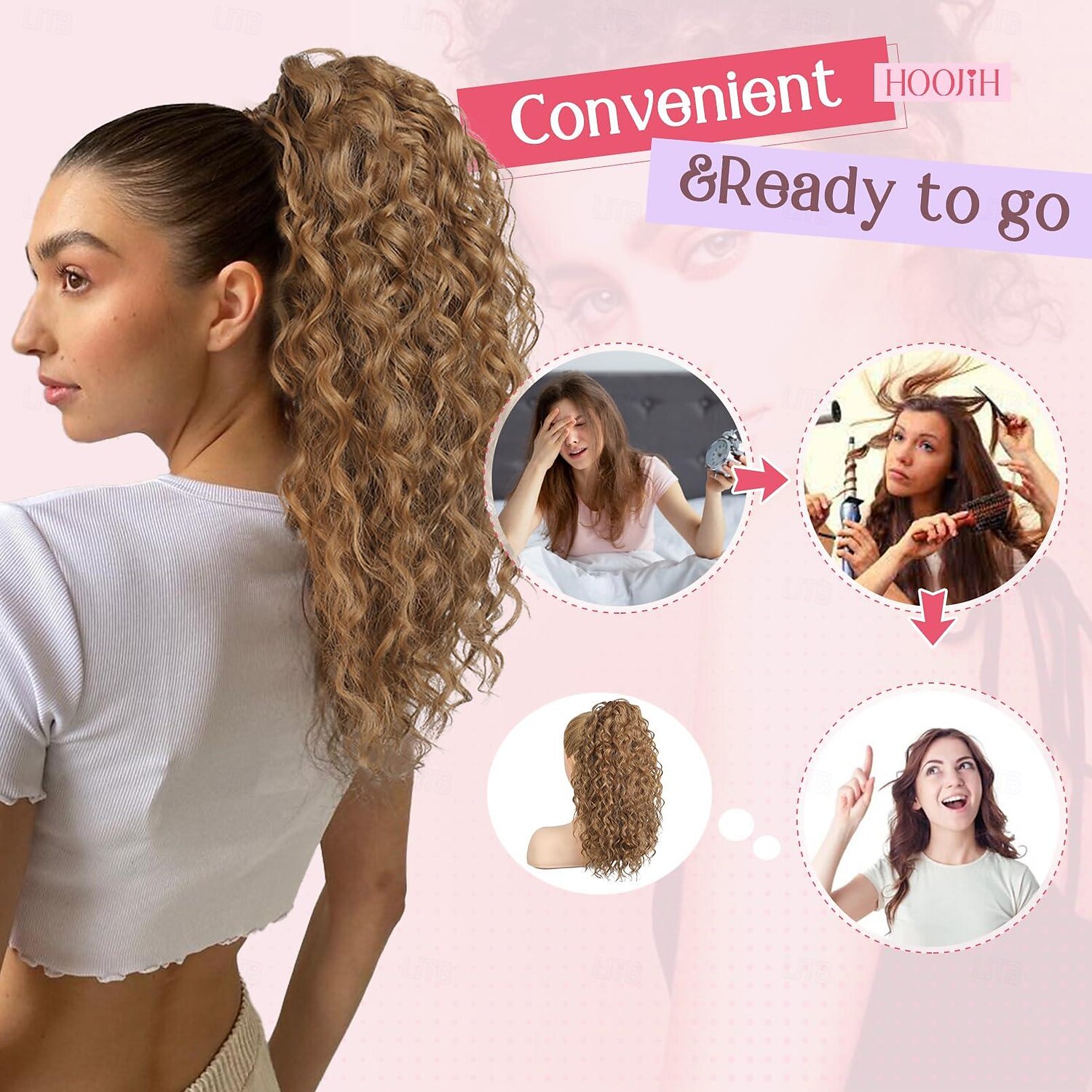 הארכת זנב קוקו מתולתל גלי שרוך תוספות שיער תוספות שיער קוקו פלאפי במיוחד הארכת זנב פוני מזויף סינטטית סינטטית לנשים לשימוש יומיומי 2025 - $11.99 –P9