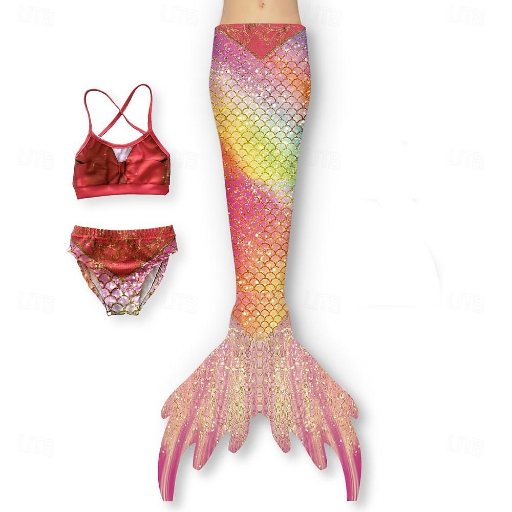 Bambino Da ragazza Tre pezzi Costume da bagno da sirena Costumi da bagno Esterno Bilance Costumi da bagno 2-12 anni Estate Bianco Giallo del 2025 a $26.99 –P8