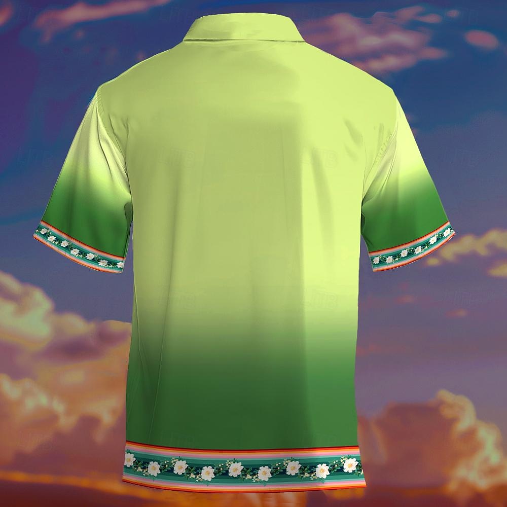 Męskie Ombre Kwiaty Koszula Zapinana na guziki koszula Krótki rękaw Hawajskie Designerskie Codzienny Codzienny Plaża Wiosna i lato Wieczorne Przycisk w dół Rumiany róż Niebieski Brązowy Zielony 2025 - $22.99 –P2