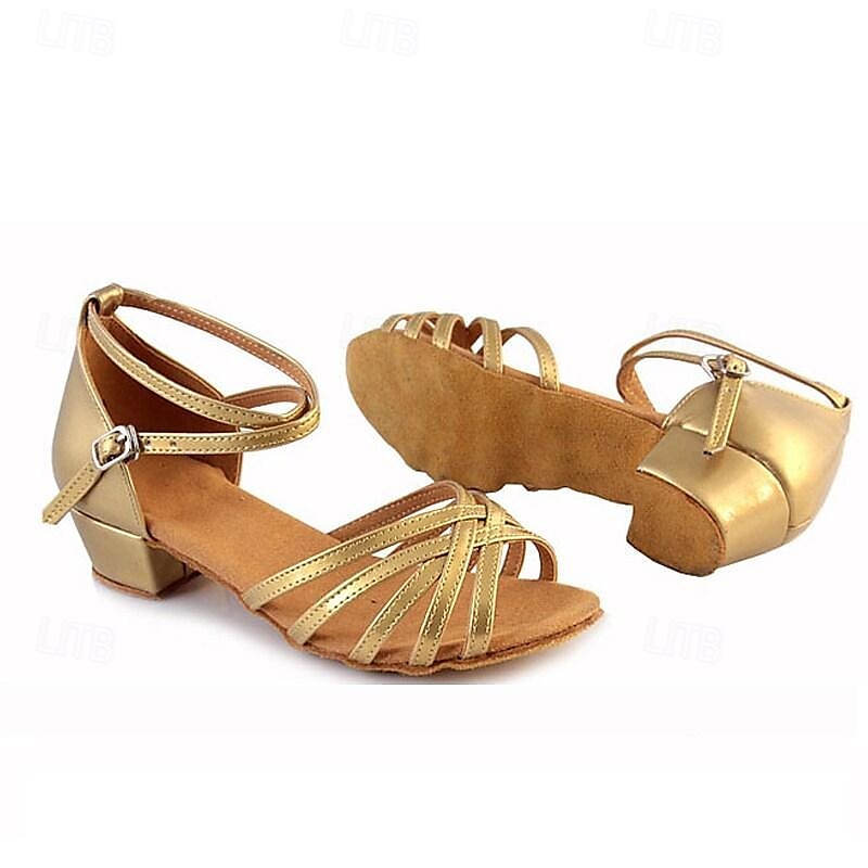 Girls' Ballroom Dance Shoes - Tan Satin Strappy Latin Dance Sandals with Low Heel and Ankle Strap 2025 - $24.99 –P3