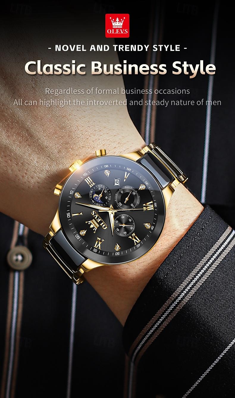OLEVS 7004 Heren Horloges Keramische Band Chronograaf Datum Luminous Waterdicht Luxe Quartz Horloge Man TOP Merk Heren Horloge 2025 - $48.99 –P8