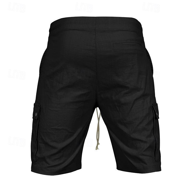 Homme Short Cargo Short Cordon Taille elastique Multi poche Plein Vestimentaire Court Extérieur du quotidien Sortie Mode Classique Noir Jaune de 2025 ? $27.99 –P8