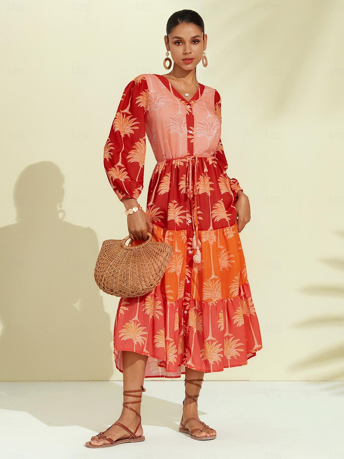 robe midi à fleurs et franges à col en V de 2025 ? $72.99 –P4