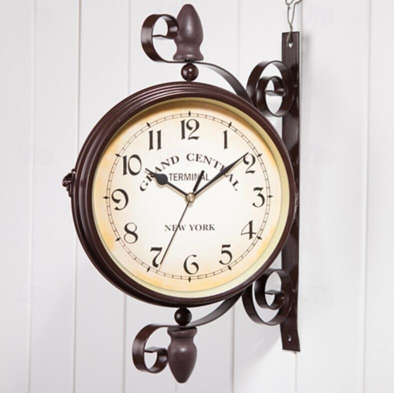 orologio da parete in stile antico retrò orologio da parete da giardino orologio da stazione a doppia faccia, metallo muto, per cucina ufficio orologio scolastico da 8 pollici del 2025 a $75.99 –P1