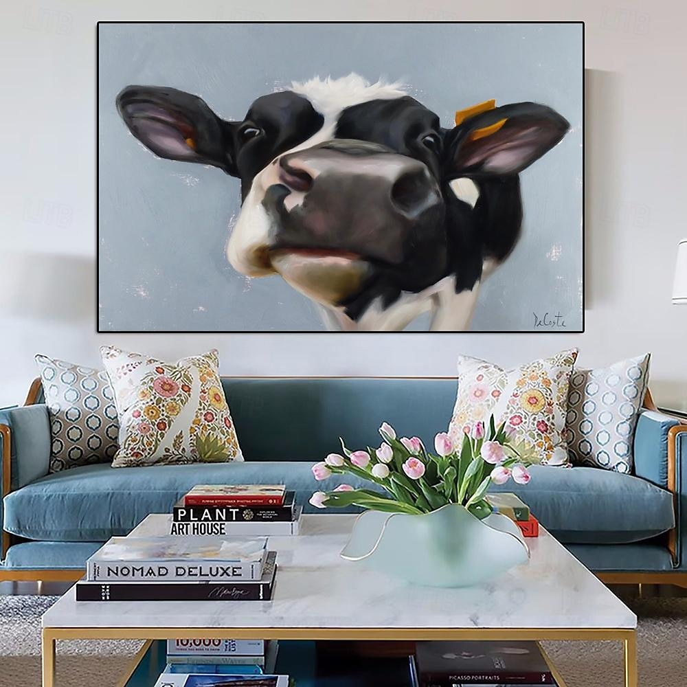 peinture à l'huile peinte à la main peinture de texture de vache colorée art mural peinture originale sur toile extra large art mural carré ferme bovins vache peinture mur art photo pour salon de 2025 ? $108.99 –P4