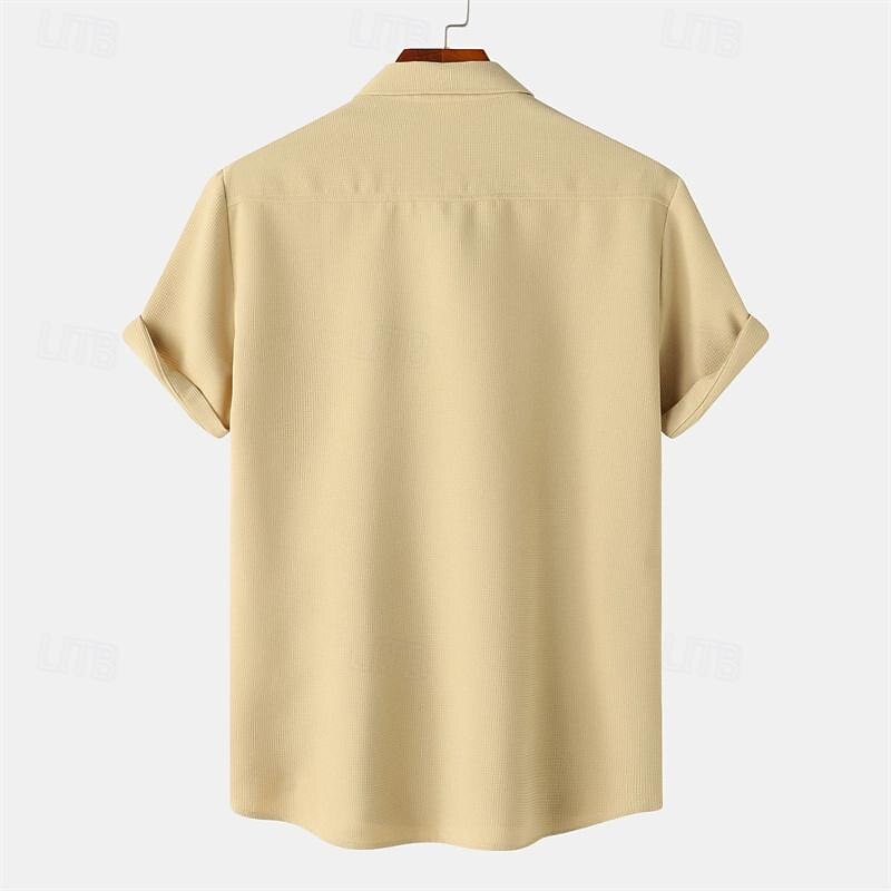 Per uomo Camicia Camicia Estiva Camicia casual Camicia da Spiaggia Camicia con Bottoni Bianco Verde chiaro Blu marino Blu Viola Manica Corta Semplice Bavero Vacanza Camicia hawaiana Tasca del 2026 a $27.99 –P6