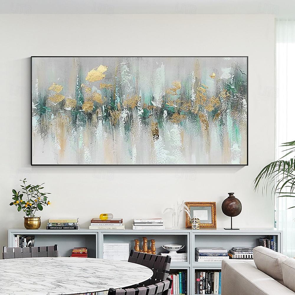 Gold Foil Teal Green painting hand painted 3D Texture Abstract Painting On Canvas for Livingroom Bedroom Oversize Large Luxury Gold painting Wall Art New Home Art Decor 2026 - $91.99 –P5