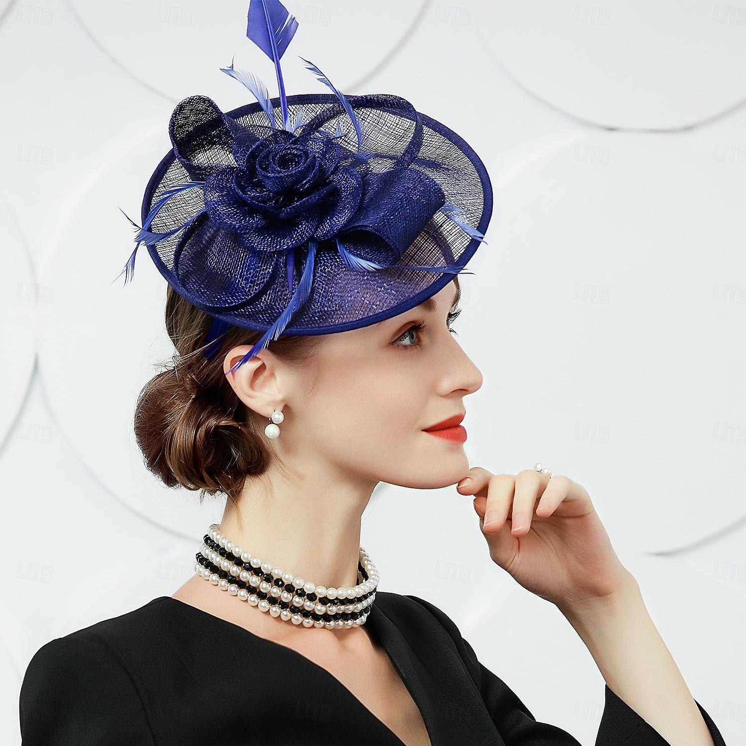 Stirnbänder, Hüte, Kopfbedeckung, Sinamay-Bowlerhut/Cloche-Hut, Untertassenhut, Zylinderhut, Hochzeit, Teeparty, elegante Hochzeit mit Feder-Bowknot-Kopfschmuck, Kopfbedeckung 2026 - $45.99 –P6