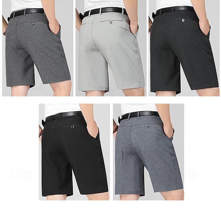 Herren Kleid-Shorts Lässige Shorts Höhenanstieg Einfarbig Atmungsaktiv Leichtgewichtig Knielänge Casual Basic Klassisch weiß grau Schwarz Hoher Taillenbund Unelastisch 2025 - $13.99 –P6