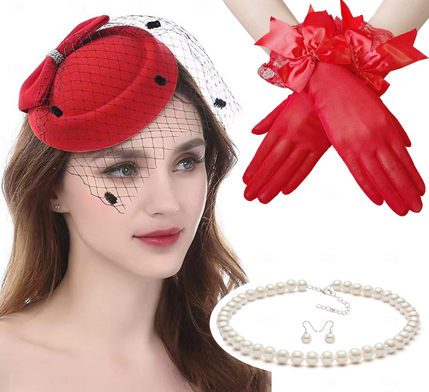 Classical Retro Vintage 1950s Outfits Pillbox Hat Fascinators Hat Bridal Women's Carnival Valentine's Day Wedding Wedding Guest Party / Cocktail Gloves Necklace Headwear 2025 - $23.99 –P2