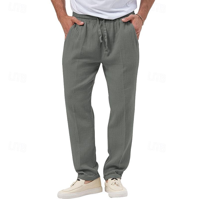 Pánské Kalhoty Plážové šortky Kalhoty pro volný čas Kalhoty Seersucker Šňůrky Elastický pas Straight-Leg Bez vzoru Pohodlné Prodyšné Denní Dovolená Streetwear Módní Na běžné nošení Černá Bílá 2025 - $20.99 –P11