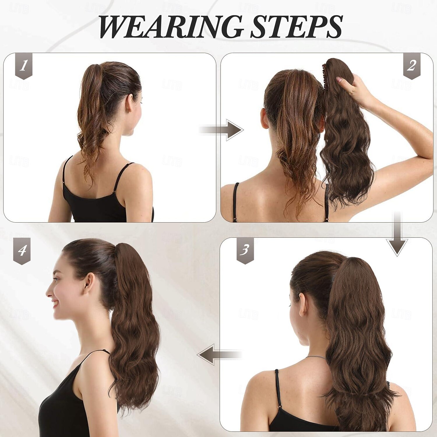 Extension de queue de cheval à clip à griffes longue ondulée à clip en queue de cheval marron blonde extensions de cheveux queue de cheval synthétique postiche pour femmes filles fête quotidienne de 2025 ? $9.99 –P6