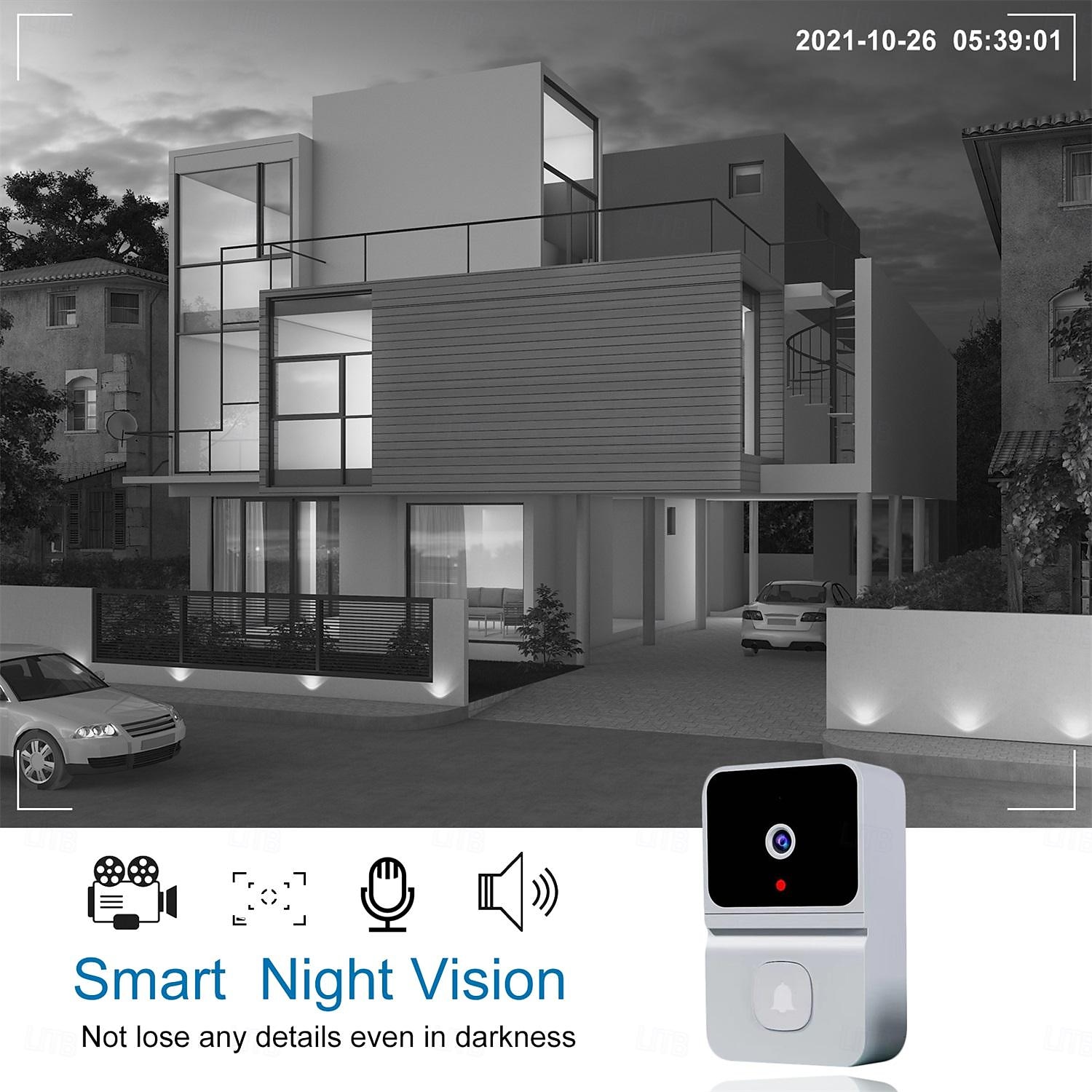 1 stuks slimme visuele deurbel draadloze wifi huishouden laag stroomverbruik lange stand-by app afstandsbediening intercom (ingebouwde batterij) 2025 - $35.99 –P11
