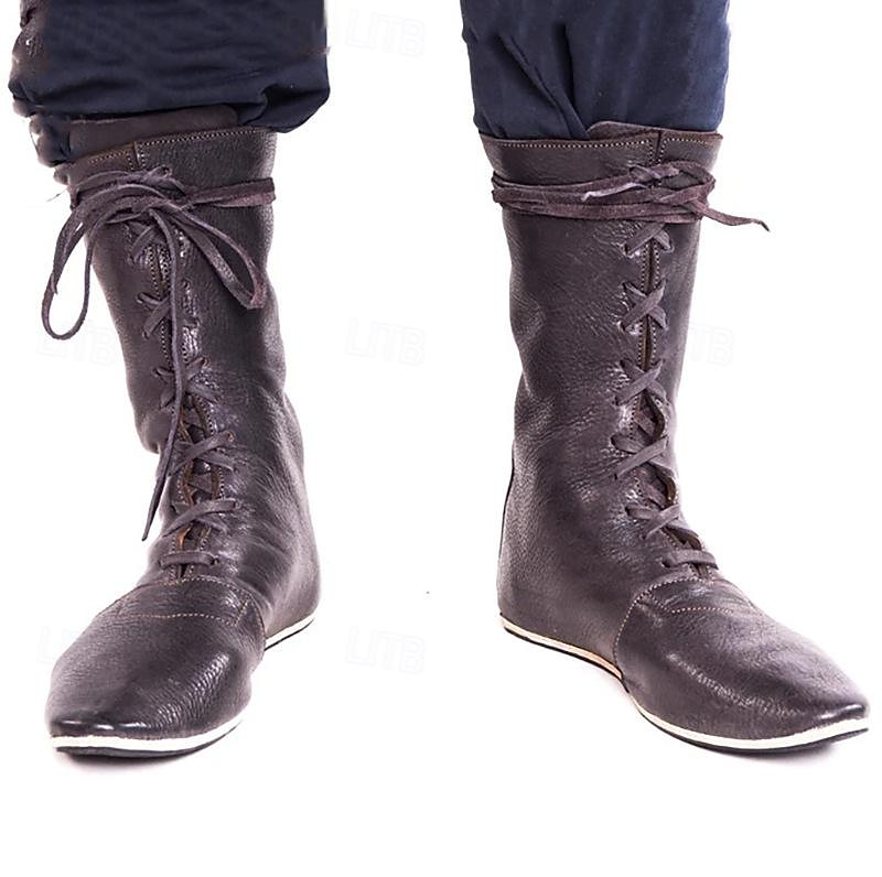 sapatos retrô vintage medievais renascentistas botas planas de jazz pirata cavaleiro ritter masculino unissex evento de halloween/festa sapatos de máscaras botas medievais extravagantes de 2025 por $51.99 –P1