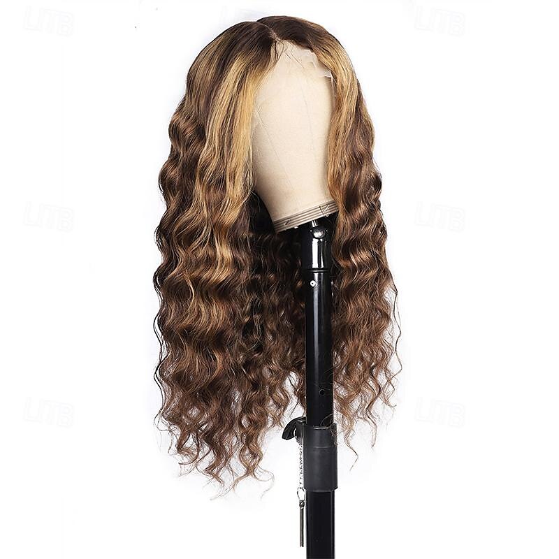 Parrucche per capelli umani anteriori in pizzo con onda profonda sciolta al 150% densità 13 * 4 Parrucche per capelli umani in pizzo trasparente evidenziano 4/27 colori del 2025 a $174.99 –P5