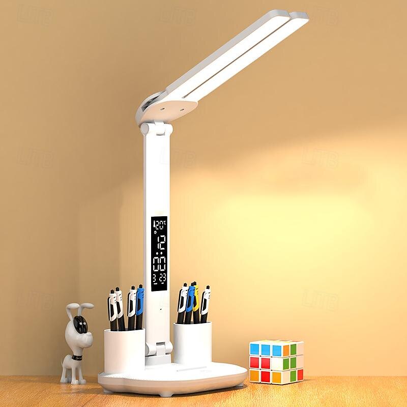 Lámpara de escritorio LED plegable táctil recargable con reloj digital 2025 - $47.99 –P2