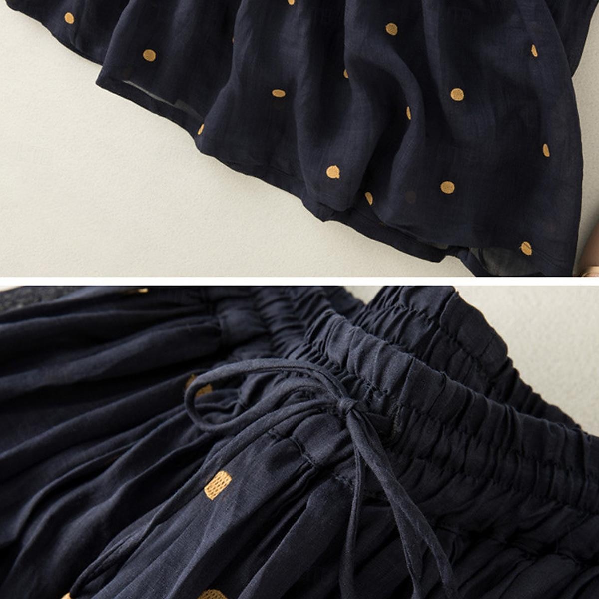 Femme Jupe Trapèze Mode Décontractées Maxi Taille haute Jupes Pois Imprimer Casual Quotidien Fin de semaine Jaune bleu marine Marron Vert Eté Coton et lin de 2025 ? $46.99 –P20