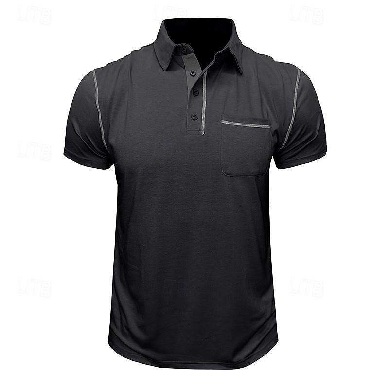 Herren Poloshirt aus Baumwolle Golfhemd Arbeit Casual Kargen Kurzarm Basic Modern Farbblock Patchwork Taste Frühling Sommer Regular Fit Wein Dunkelgrau Schwarz Weiß Königliches Blau Grün Poloshirt 2025 - $18.99 –P8