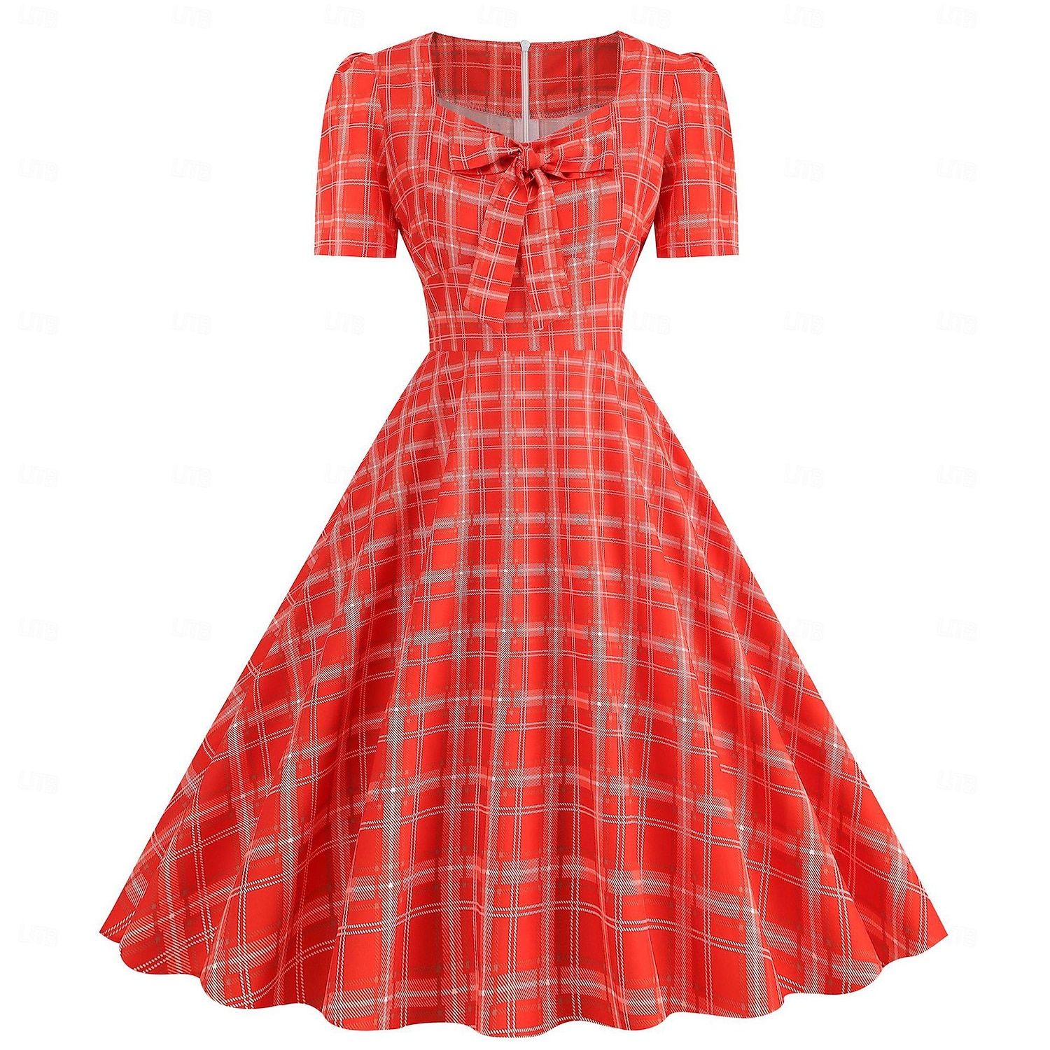 Retro 50. léta Rockabilly Ke kolenům Šaty Houpací šaty Flare šaty Kostkovaný Vzor gingham Puntíkované Dámské Karneval Plesová maškaráda Dovolená Na den Retro tematická párty Dospělí Šaty Jaro léto 2025 - $24.99 –P20