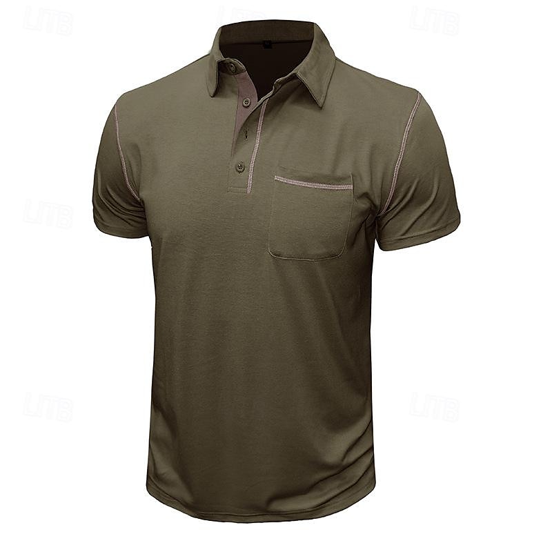 Herren Poloshirt aus Baumwolle Golfhemd Arbeit Casual Kargen Kurzarm Basic Modern Farbblock Patchwork Taste Frühling Sommer Regular Fit Wein Dunkelgrau Schwarz Weiß Königliches Blau Grün Poloshirt 2025 - $18.99 –P5