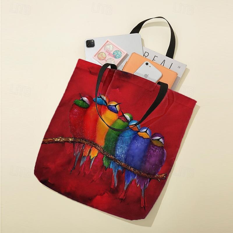 Colorful Birds Print Tote Bag – Artistic Eco-Friendly Reusable Shoulder Bag for Women, Casual Everyday Handbag 2025 - $18.99 –P7