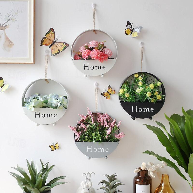 Wall Decoration European Creative Iron Art Round Wall Hanging Simple Hall Decoration Storage Flower Basket 2025 - $28.99 –P4