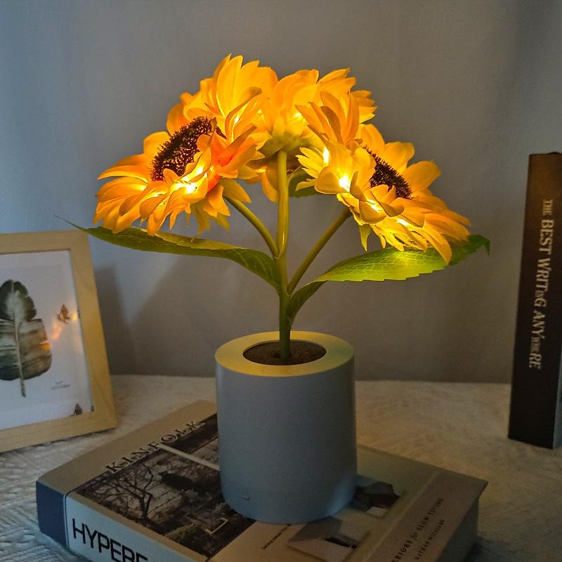 Luz noturna de girassol artificial artesanal, excelente artesanato, luz noturna para quarto, sala de estar, hotel, varanda de 2025 por $37.99 –P7