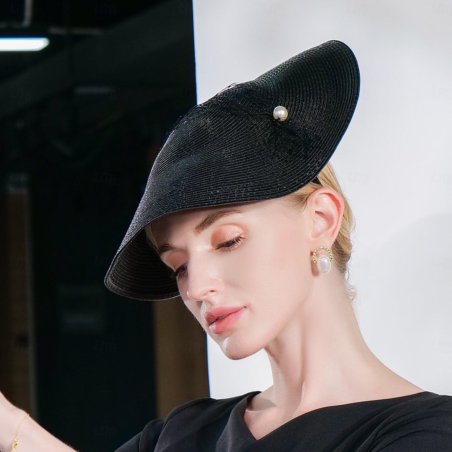 Headbands Hats Fiber Bowler / Cloche Hat Straw Hat Sun Hat Wedding Tea Party Elegant Wedding With Pearls Tulle Headpiece Headwear 2026 - $57.99 –P3