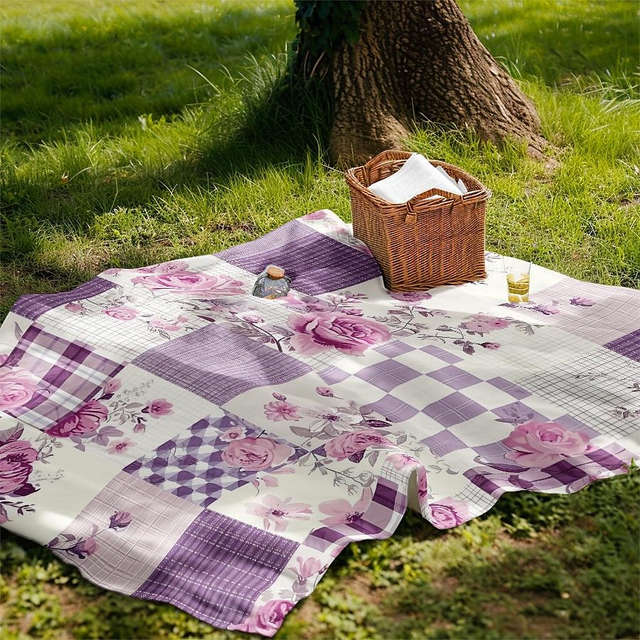 Couverture à motif patchwork en flanelle, grande couverture chaude pour toutes les saisons, cadeaux de 2025 ? $18.99 –P1