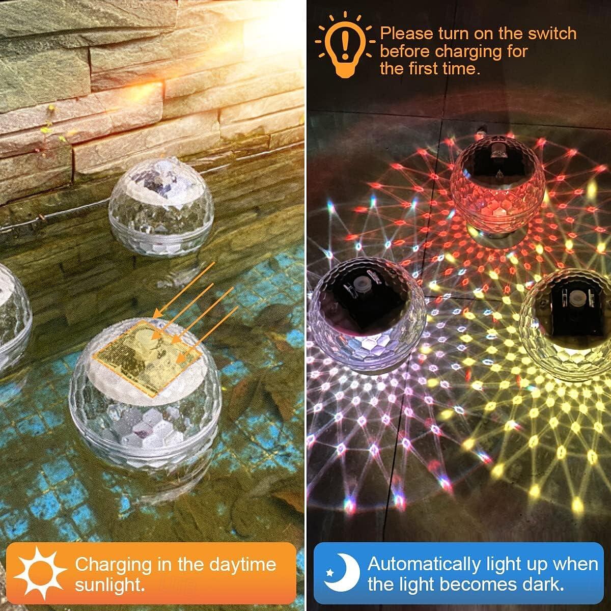 Solar Floating Pool Lights, Submersible LED Lights with RGB Color Changing, LED Waterproof Pool Lights for Outdoor Lighting Garden Backyard Lawn Path Wedding Party Pool Decoration 1/2Pcs 2025 - $12.99 –P6