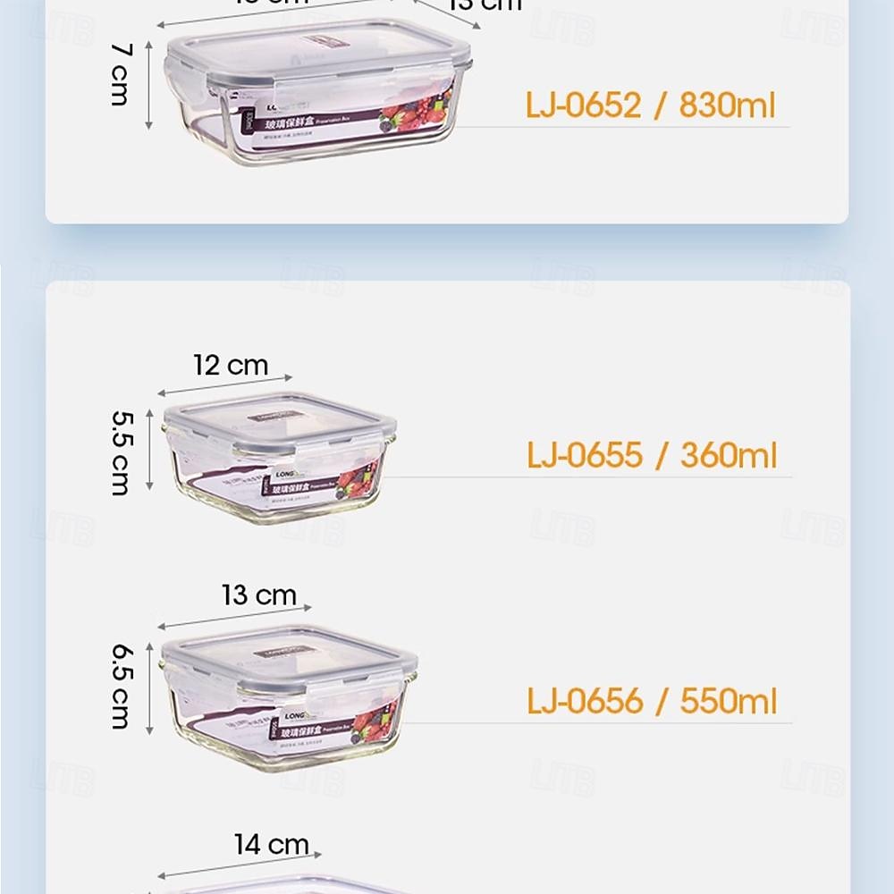 High Borosilicate Glass Lunch Box Meal Prep Containers Glass Food Storage Containers With Lids Kitchen Storage & Organization 2025 - $11.99 –P7